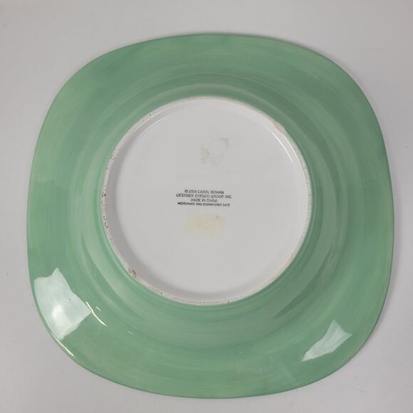 2003 Enesco Carol Rowan Geraniums Serving Bowl Red Green Yellow Pasta - Picture 3 of 13